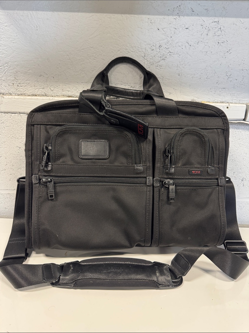 Tumi Black Nylon Laptop Briefcase with Front Pockets